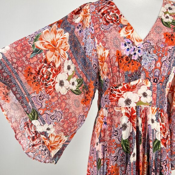 NWOT Johnny Was Scarlet Floral Georgette Midi Dress Size M - Picture 6 of 15